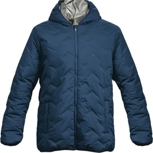 Mock-Quilt Hooded Puffer Navy